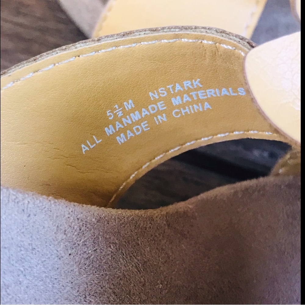 Nicole Mustard Floral Leather Wedge Sandals - Picture 6 of 11